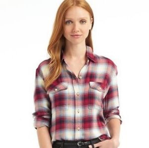 Gap | Pendleton Red Plaid Button Down Shirt Womens XS Extra Small Long Sleeve